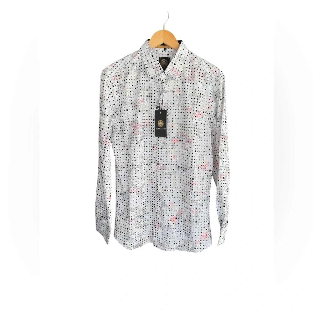 Albertini Luxury Metallic Print Dress Shirt NWT Men - Picture 3 of 10